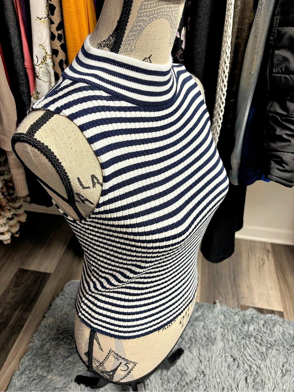 Y2K Striped Mock Neck Tank Top - Picture 5 of 14
